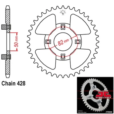 JT Sprockets Steel Rear Sprocket 428 Pitch 42 Tooth Honda XR100 (1981-1984) - Image 1 of 2