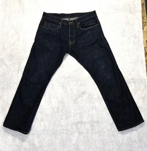 Pantalones de mezclilla de tela Freenote 32 x 28 ribete azul oscuro pierna recta hechos en EE. UU. - Imagen 1 de 6