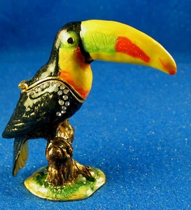 Tucan Metal Enameled & Jeweled Trinket Box  NEW in BOX - Picture 1 of 1
