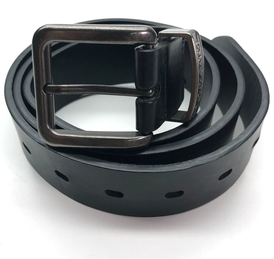 Dockers Belt Black Mens Sz M 34-36 Faux Leather Silver Buckle 1 3/8" - Изображение 1 из 4