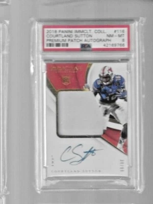 2018 Panini Immaculate Collegiate Courtland Sutton Patch Auto #d/99 psa 8 nm mt - Image 1 of 3