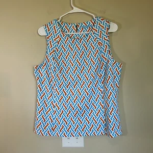 J. MCLAUGHLIN Smooth Stretch Women's Size XL Sleeveless Tank Top Woven Geo Print - Picture 1 of 8