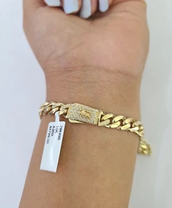 Real 10K Royal Monaco Bracelet Yellow Gold 8" Box Clasp 7mm Genuine Unisex - Picture 1 of 9