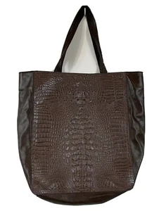 Bolso Shopper Grande Jana Feifer Marrón Cocodrilo Cuero Repujado y PVC - Imagen 1 de 6