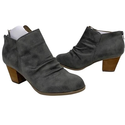 Informe | Botas Botines Tacón Clarice Imitación Cuero Gris Nuevo sin Etiquetas - Talla 7 Ancho Foto 1 de 4