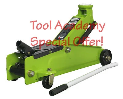 SALE! TROLLEY JACK 3 TONNE HEAVY DUTY HYDRAULIC HI VIS BRIGHT GREEN - Image 1 of 4