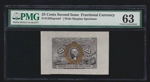 US 25c Fractional Currency Note Specimen spwmf FR 1283sp PMG 63 Ch CU - Picture 1 of 2