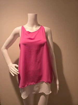 Camiseta sin mangas Mercer & Madison rosa blanco en capas M nueva con etiquetas Foto 1 de 4