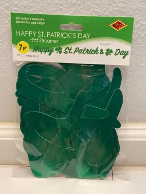 Foil Happy St Patrick's Day Streamer 7.25" x 7' Paper Party Supplies Decorations - Image 1 of 4