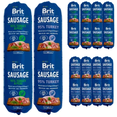 10x800g BRIT Premium Sausage Würstchen Nassfutter Truthahn & Erbsen alle Rassen - Bild 1 von 4