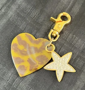 Joan Rivers Keychain Purse Fob Lucite Heart Rhinestone Crystal STAR Key Ring - Picture 1 of 8