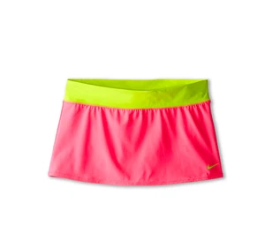 NIKE BIG GIRLS BANDED LOGO SOLID SWIM SKIRT BOTTOM PINK GREEN MEDIUM NEW $48 - Picture 1 of 1