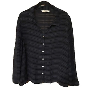 Fresh Produce Women's Size Medium Blouse Black Button Front Semi Sheer - Bild 1 von 5