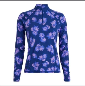 G/ FORE Women’s  Peony Silky Tech Nylon Ruched Quarter Zip Pullover Space  Small - Picture 1 of 10