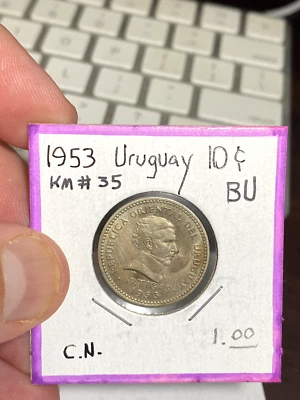 1953 Uruguay 10 Centesimos - Image 1 of 2