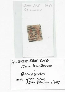 Scott #148   6 Cent LINCOLN    Nice Cancel  Free USA Shipping - Picture 1 of 2