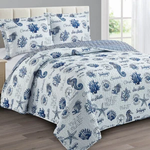 Juego de colchas reversibles para colcha de diseño Sea Shells - Imagen 1 de 4