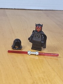 Lego Star Wars Darth Maul Minifigure W/ Crown Hood & Red Lightsaber From 7961