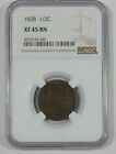1825 CLASSIC HEAD HALF CENT CERTIFIED NGC XF 45 BROWN   HOLDER ERROR SAYS 1828