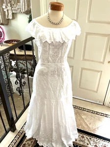 Vestido de algodón LAUREN RALPH LAUREN NUEVO con ojales fuera del hombro talla 14 $265.00 - Imagen 1 de 7