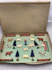 Erzgebirge Bauernhof Tiere Holz 1920-30er  @5209@ Sammlung Original Karton ovp