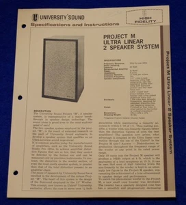VERY RARE_VINTAGE_ University Project M Original 2-page Sales Brochure w/Specs - Imagen 1 de 2