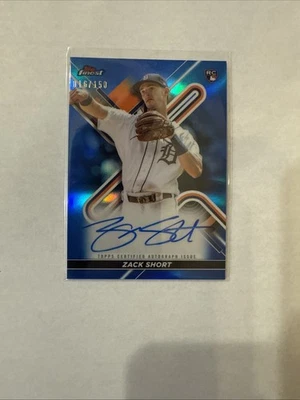 2022 Topps Finest Blue Refractor #/150 Zack Short #FA-ZS Rookie Auto DET Tigers - Image 1 of 3
