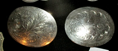 2- BIG Classic 3 x 2 Silver Oval Show Parade Bridle-Arab Show Halter Buckle Set - Image 1 of 4