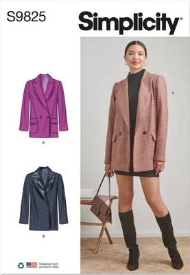 Schnittmuster Damenblazer mit 2 Knöpfen Simplicity s9825 34-42/44-52 - Bild 1 von 4