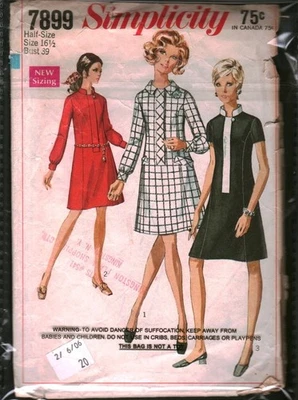 7899 Vintage Simplicity SEWING Pattern Misses 1960s Princess Line Dress 16.5 OOP - Image 1 of 2