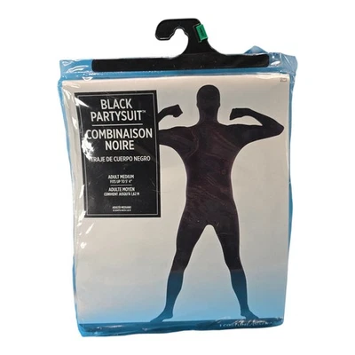 Black Party Suit Body Suit Halloween Adult Costume Men's Medium Up to 5' 4"  - Image 1 of 4