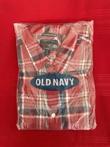 Neu Old Navy Vintage Flanell rot/blau kariert Knopfleiste Langarm Herren Hemd XXL - Bild 1 von 6