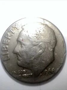 1966 Roosevelt dime no mint mark, Distorted IN and WE [RARE COIN] - Picture 1 of 14