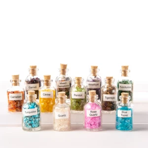 12 Tumbled Assorted Chip Mini Gemstone Bottle Collection Rock Crystal Specimens - Picture 1 of 12