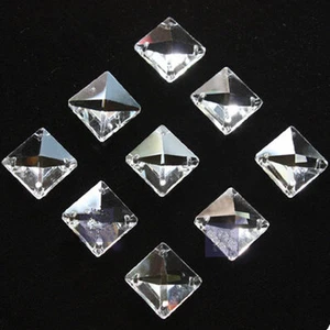 50pcs 14mm 4 Holes Glass Square Crystal Beads Prisms Chandelier Lamp Chain Parts - Picture 1 of 4