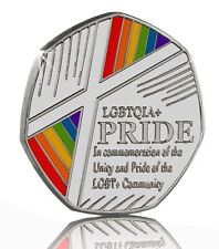 Gay Pride LGBT Full Colour Silver Commemorative. Pride UK 50 Years 2022 LGBTQLA+