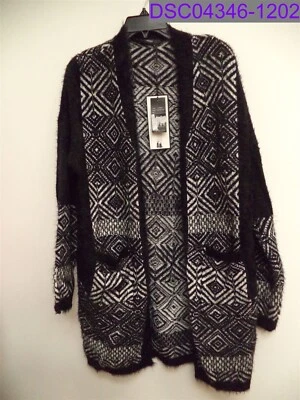 Women's Size Large Vertigo Paris Cardigan w Pockets Black White Gray VT37561 - Image 1 of 4