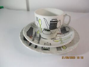 Vintage Brexton picnic set Royal Tudor cup saucer side plate Fiesta Pattern trio
