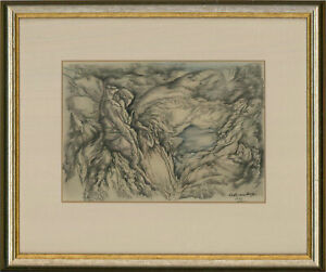 Adrian Hill PROI RBA (1895-1977) - 1966 Charcoal Drawing, Figurative Storm