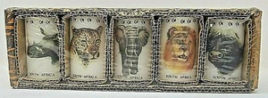 Vintage South Africa Hand Painted Candles Big Five Set of 5 New in gift Box - Picture 1 of 8