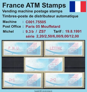 France ATM stamps Michel 9.3 b / C001.75505 serie ZS7 ** / LSA vending machine - Picture 1 of 2