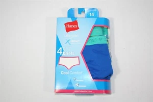 945X01 Hanes GUBCP4 Ultmate Girls' Soft & Cool Briefs 4-Pack 14 Blues/Greens - Picture 1 of 2