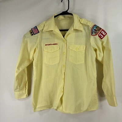 Boy Scouts of America Womens Yellow Blouse Long Sleeve Shirt Large 14-16 Stained - Image 1 of 4