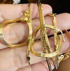 18K 750 Fine Real Gold Hoop Loop Set Earring Necklace 20” Long 2.5 mm 6.2g