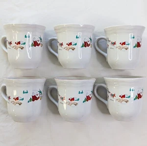 Set Of 6 Faberware WHITE CHRISTMAS Hot Chocolate Cups Mugs 1995 - Picture 1 of 3