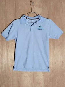 tommy hilfiger polo shirt boys M short sleeve collard embroidered christian blue - Picture 1 of 6