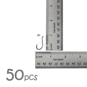50 ganchos de pulpo en forma de J de pesca WOW!® talla #1 alto carbono negro níquel  - Imagen 1 de 3