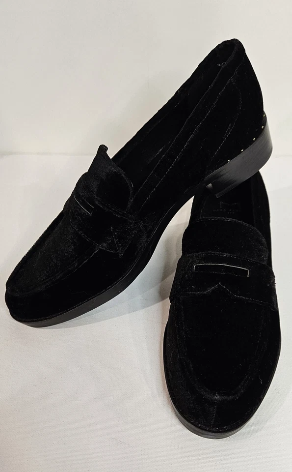 Mocasín Marc Fisher Negro Terciopelo Penny Talla 6 1/2 M Foto 1 de 4