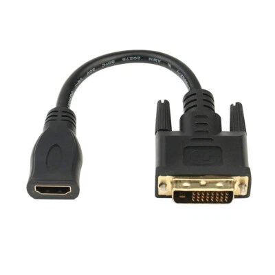HDMI Female to DVI 24+1 Male Adapter Cable Conveter 1080P HDTV Monitor Computer - Image 1 of 3