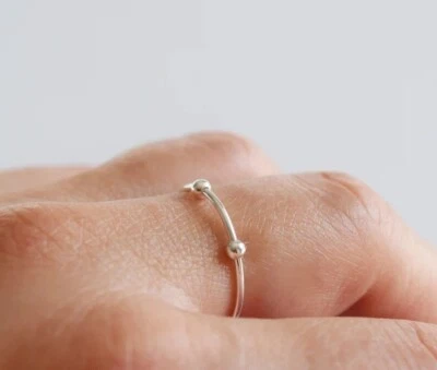 Solid 925 Sterling Silver Ring Fidget Spinner Ring Anxiety Women Handmade Ring - Image 1 of 4